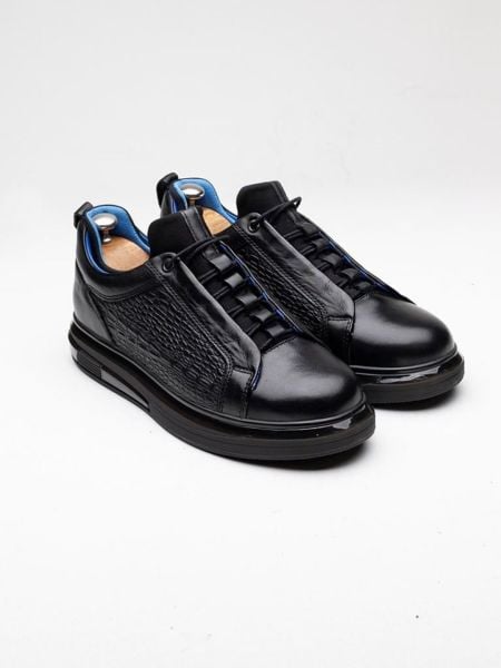 SCHWARZES KROKO GENIUS HERREN-LEDER-TÄGLICH KOMFORTABLE SCHUHE SCHWARZES KROKO - 40