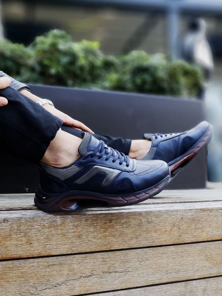 NAWY BLUE ALEX KOMFORTABLE TÄGLICHE SCHUHE AUS ECHTLEDER MARINEBLAU – 40