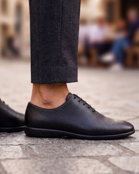 BLACK RIO RAHAT SAĞLAM HAKİKİ DERİ ERKEK GÜNLÜK AYAKKABI SİYAH FLOTER - 45