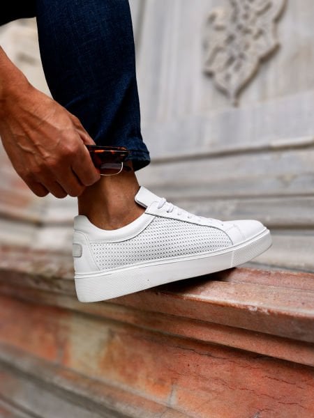 WEISSE RAFAEL HERREN-TAGESSCHUHE AUS ECHTEM LEDER WEISS - 46