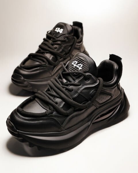 BLACK CRİSPY HAKİKİ DERİ ERKEK YÜKSEK TABAN GÜNLÜK RAHAT AYAKKABI SİYAH - 44