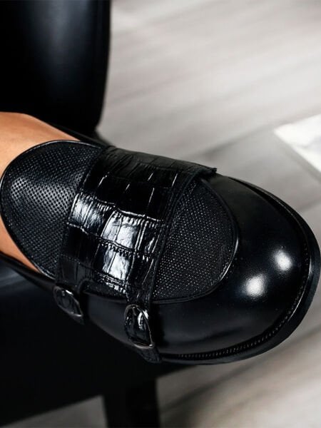 SCHWARZES KROKO MARKUS ECHTES LEDER DAILY CLASSIC SCHUHE SCHWARZES KROKO - 39