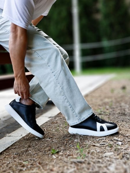 BLACK WHITE LOUIS Erkek Hakiki Deri Ayakkabı SİYAH BEYAZ - 37