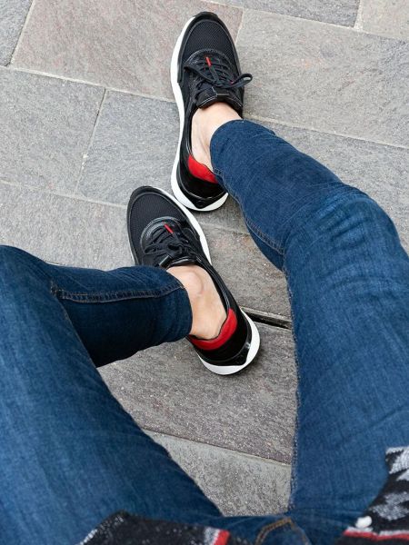 İBAY 523 BRAVO BLACK RED MEN'S LEATHER CASUAL SHOES BLACK RED - 41