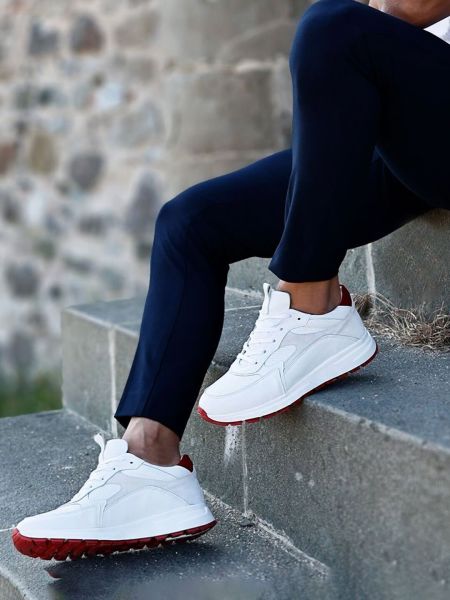 İBAY 523 SHELL-X WHITE RED MEN'S LEATHER DAILY SHOES WHITE RED - 41