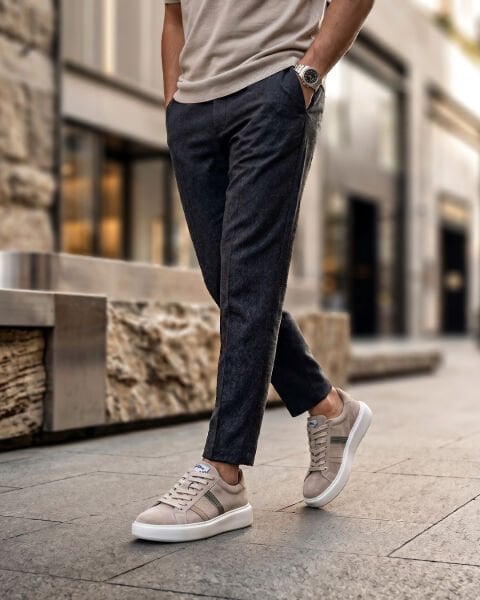 BEIGE SÜET SANTORO HAKİKİ DERİ GÜNLÜK AYAKKABI BEJ SÜET - 46