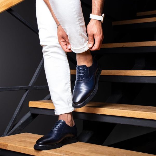 İBAY 2305 EFFECT DARK BLUE MEN'S LEATHER DAILY COMFORTABLE SHOES