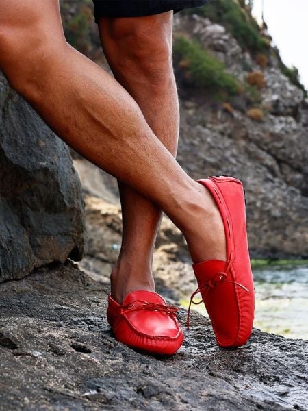 İBAY CLEVER Men's Red Genuine Leather Classic Shoes RED - 45