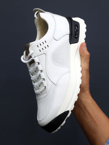 WEISSER TIEMPO ECHTLEDER BEQUEME HERREN LEDERSNEAKERS WEISS - 42