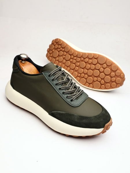 KHAKI ULTRA LUXUS QUALITÄT BEQUEME HERREN LEDER FREIZEITSCHUHE KHAKI - 45