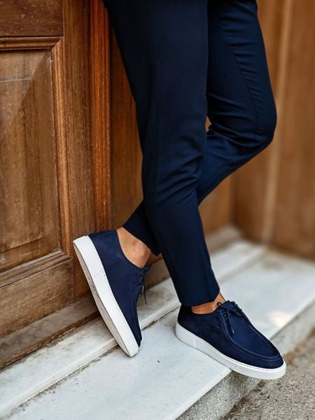 NAWY BLUE TOMMY NUBUK HERREN-LEDER-FREIZEITSCHUHE MARINEBLAUES NUBUK - 44