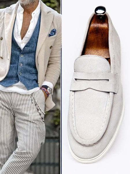 BEIGE SUEDE KEEN BEIGE SUEDE LEATHER MEN'S CASUAL SHOES