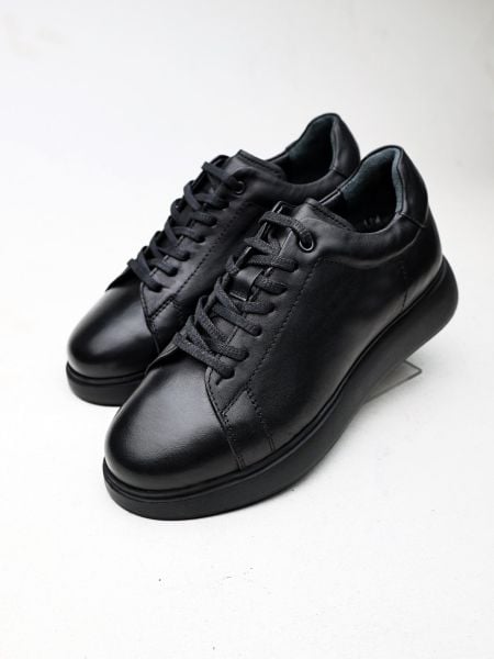 BLACK BLACK MARINO GENUINE LEATHER MEN'S SHOES BLACK BLACK - 44