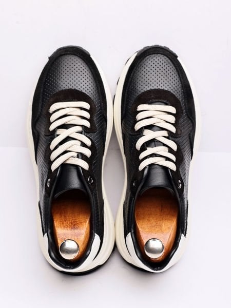 SCHWARZ-WEISS OWEN ECHTLEDER HERRENSCHUHE IM CASUAL-STIL SCHWARZ-WEISS - 45