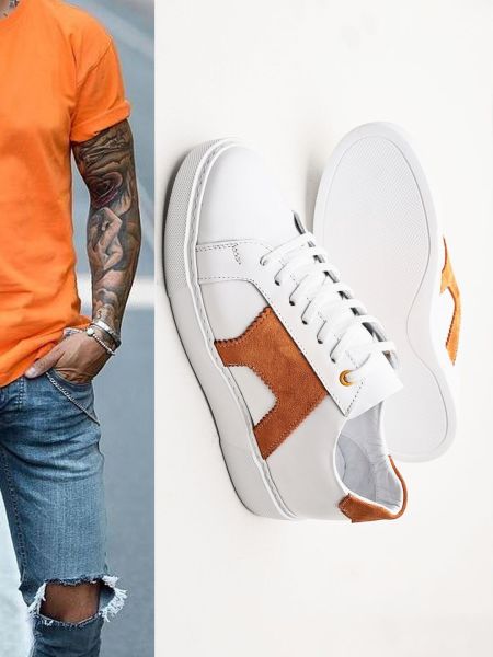 WHITE ORANGE RAMON DERİ GÜNLÜK SNEAKERS BEYAZ TURUNCU - 39