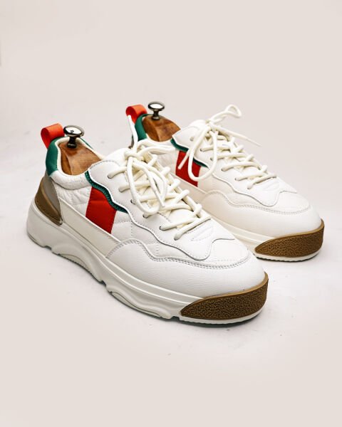 WHITE STEP UP HAKİKİ DERİ GÜNLÜK ERKEK RAHAT TARZ AYAKKABI BEYAZ - 45