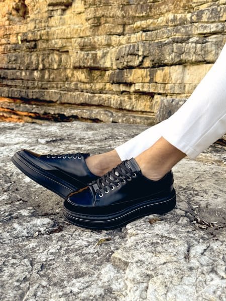 LACK SCHWARZ LEGGIO STILVOLLE HERRENSCHUHE AUS ECHTEM LEDER SCHWARZ LACKLEDER - 44