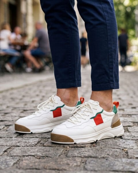 WHITE STEP UP HAKİKİ DERİ GÜNLÜK ERKEK RAHAT TARZ AYAKKABI BEYAZ - 45