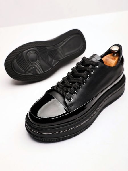 PATENT BLACK LEGGIO ŞIK ERKEK HAKİKİ DERİ AYAKKABI SİYAH RUGAN - 42