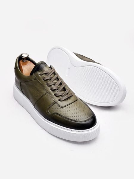 GREEN SMART GREEN MEN'S LEATHER CASUAL SHOES GREEN - 39