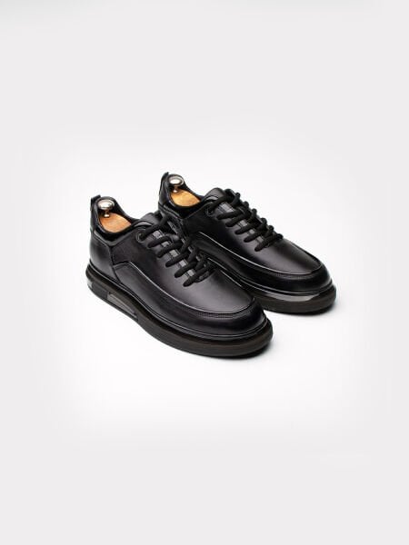 BLACK PATENT LEATHER OLD AIR RAHAT ERKEK DERİ GÜNLÜK AYAKKABI SİYAH SİYAH RUGAN - 45