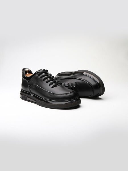 BLACK PATENT LEATHER OLD AIR RAHAT ERKEK DERİ GÜNLÜK AYAKKABI SİYAH SİYAH RUGAN - 45
