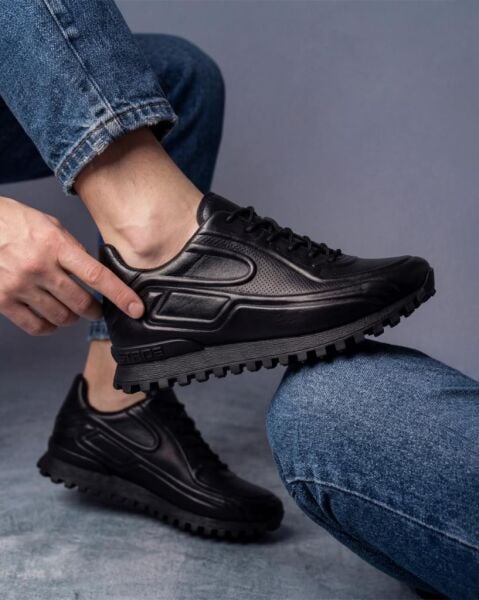 BLACK REBEL Erkek Siyah Hakiki Deri Günlük Ayakkabı SİYAH - 45