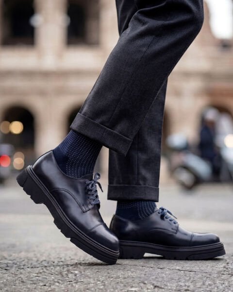 NAVY BLUE CHARISMA HAKİKİ DERİ GÜNLÜK AYAKKABI LACİVERT AÇMA - 45