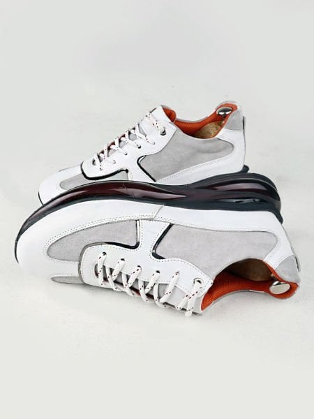 İBAY ALFA AIR WHITE GRAY MEN'S DAILY LEATHER SHOES WHITE - 41