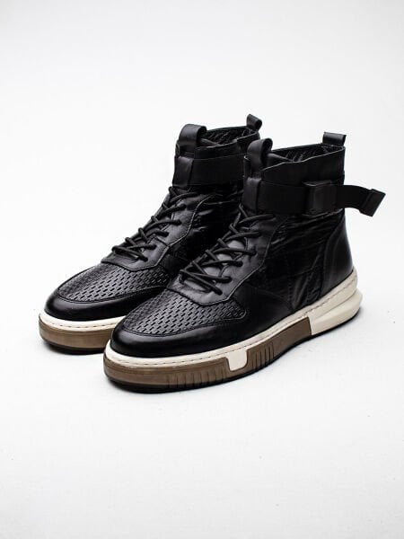 Q-STYLE 15707 STYLE BLACK MEN'S LEATHER DAILY LEATHER BOOTS