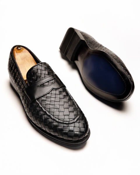 BLACK KNIGHT W HAKİKİ DERİ ERKEK GÜNLÜK ÖRME DERİ AYAKKABI SİYAH ÖRGÜ - 46