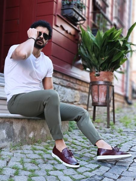 CLARET RED PABLO HERREN-LEDERSCHUHE IM TÄGLICHEN CASUAL-STIL Claret Red - 43