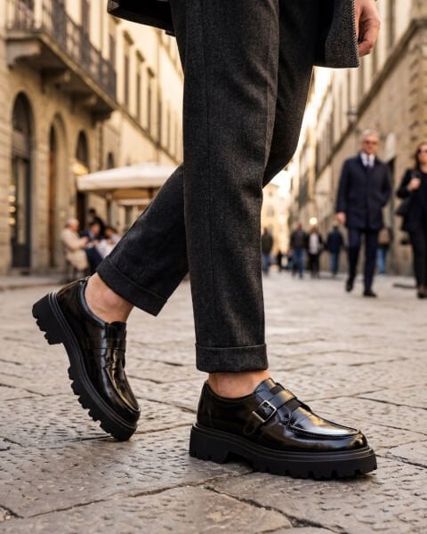 BLACK VEGA HAKİKİ DERİ ERKEK GÜNLÜK TARZ AYAKKABI SİYAH AÇMA - 45