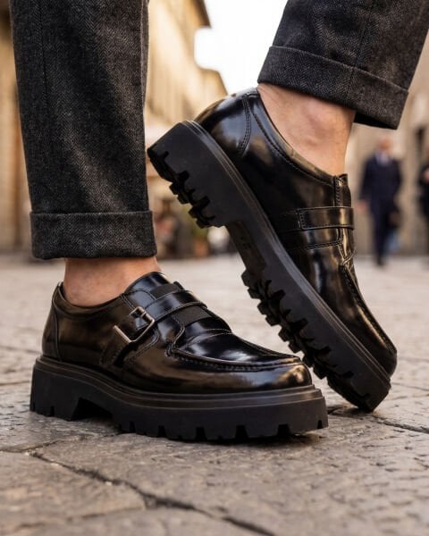 BLACK VEGA HAKİKİ DERİ ERKEK GÜNLÜK TARZ AYAKKABI SİYAH AÇMA - 45