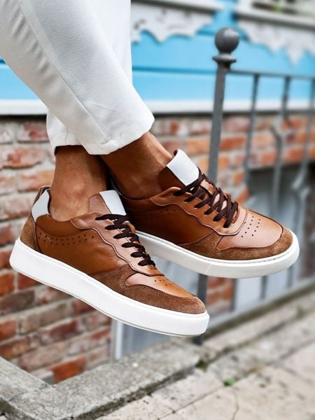 İBAY GIANNI TABA GENUINE LEATHER DAILY MEN'S SHOES TABA - 40