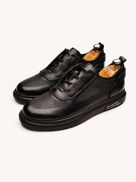 BLACK VISTA ECHTLEDER HERREN FREIZEITSCHUHE SCHWARZ SCHWARZ - 43