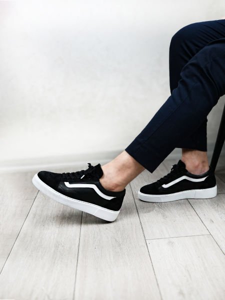 SCHWARZ-WEIßE FLÜGEL-TÄGLICHE TÄGLICHE SCHUHE AUS ECHTLEDER