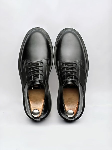 BLACK CHAIN HIGH QUALITY GENUINE LEATHER SHOES BLACK - 40