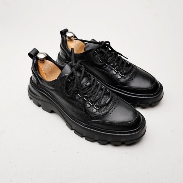 SCHWARZ SCHWARZ GALLI TÄGLICHE SCHUHE AUS ECHTLEDER SCHWARZ SCHWARZ - 45