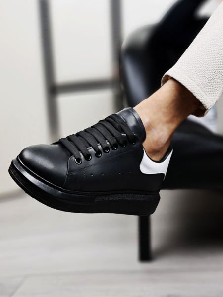 SCHWARZWEISSE KARPALO-TAGESSCHUHE AUS ECHTEM LEDER FÜR HERREN