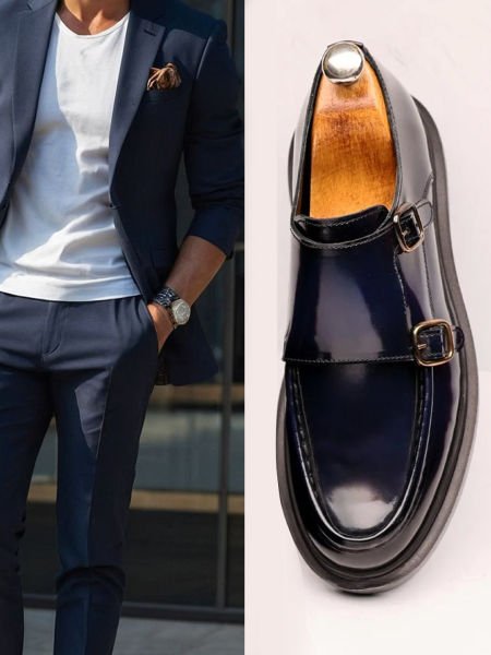 NAVY BLUE KRASS HAKİKİ DERİ ERKEK AYAKKABI LACİVERT AÇMA - 45