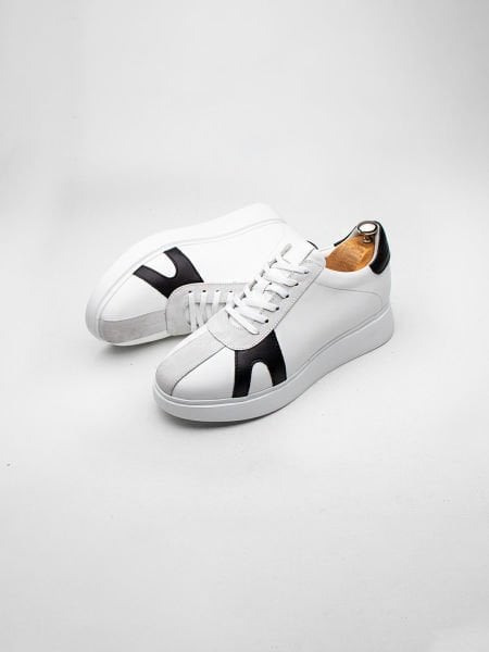 WHITE BLACK LOUIS ERKEK DERİ GÜNLÜK TARZ AYAKKABI BEYAZ SİYAH - 37