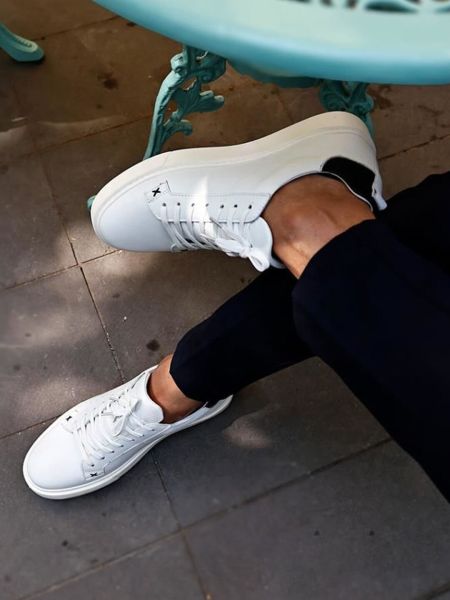 İBAY 2340 RAMSES WHITE MEN'S LEATHER DAILY SHOES WHITE BLACK - 43