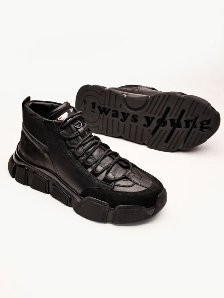 BLACK TANK HAKİKİ DERİ ERKEK KALIN TABAN SAĞLAM BOT SİYAH SİYAH - 40