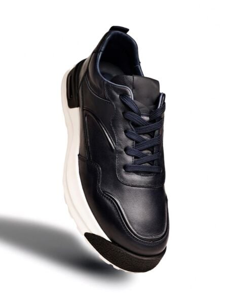 NAVY BLUE QUATTRO HAKİKİ DERİ ERKEK GÜNLÜK AYAKKABI LACİVERT - 45