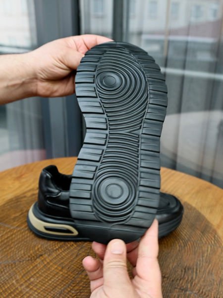 BLACK COMFORT AIR VERY COMFORTABLE MEN'S CASUAL LEATHER SHOES BLACK - 41