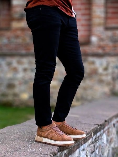 COFFEE CALI ECHTLEDER HERREN TÄGLICHE ROBUSTE SCHUHE BRAUN WILDLEDER - 45