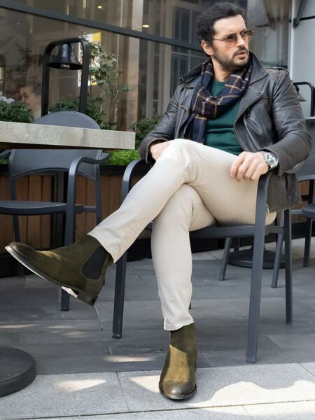 IBAY 030 CHELSEA HAKİ ERKEK SÜET BOT HAKİ SÜET - 38