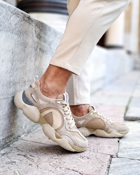 BEIGE VERA HAKİKİ DERİ ERKEK GÜNLÜK AYAKKABI BEJ - 45