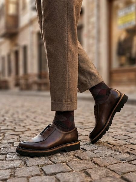 COFFEE AMIRALHAKİKİ DERİ ERKEK GÜNLÜK ŞIK AYAKKABI KAHVE - 43